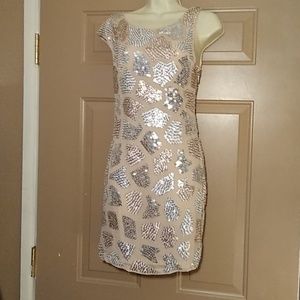 ALICE & OLIVIA SILVER & GOLD BLING SILK DRESS-2